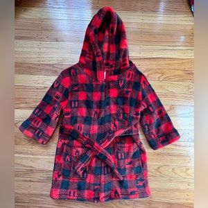 Cat and Jack toddler buffalo plaid fleece robe with hood